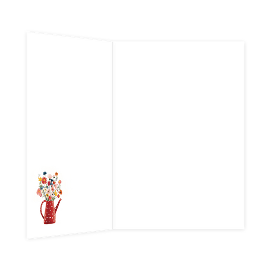 Gieter met bloemenboeket