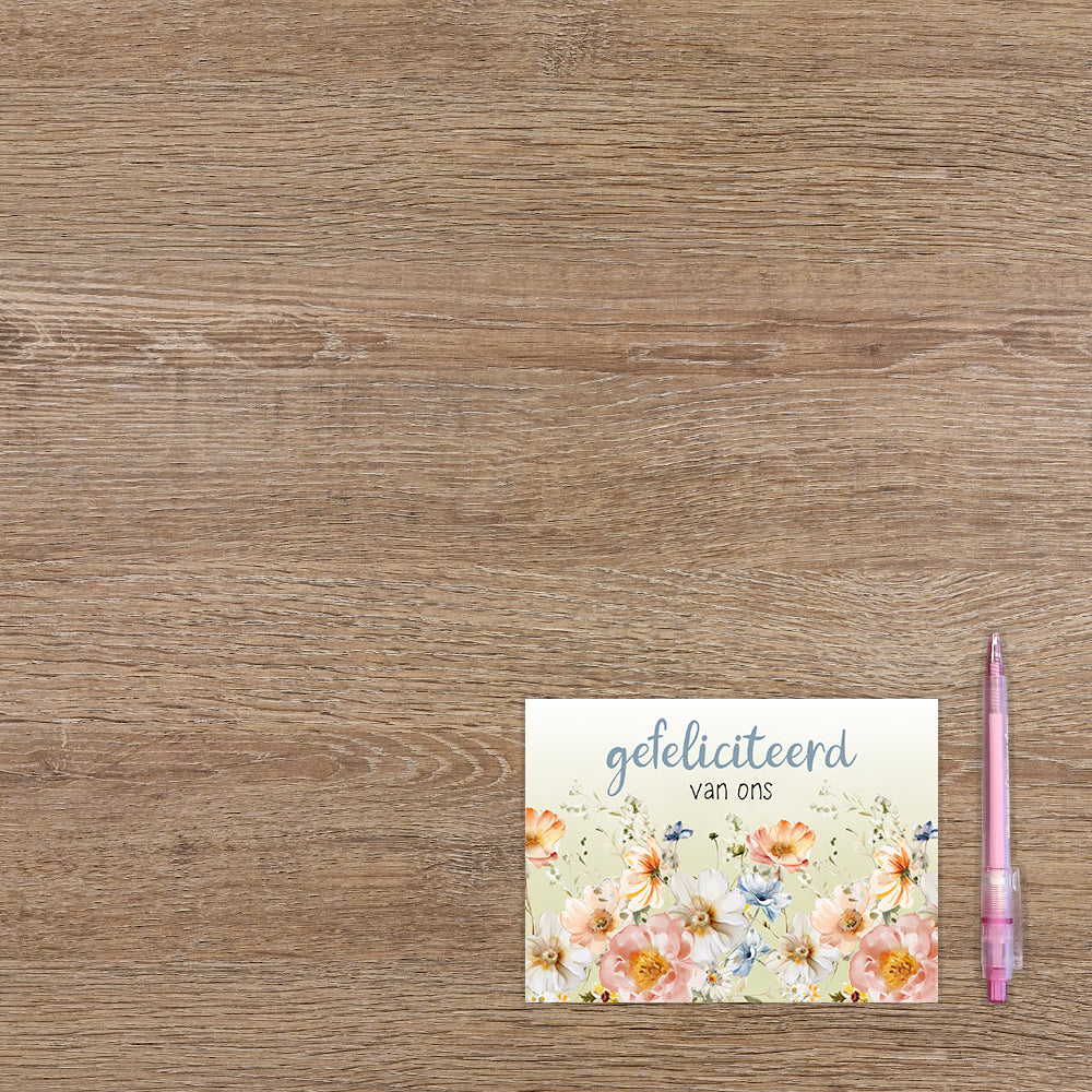 Postcard Gefeliciteerd van ons - 10 stuks