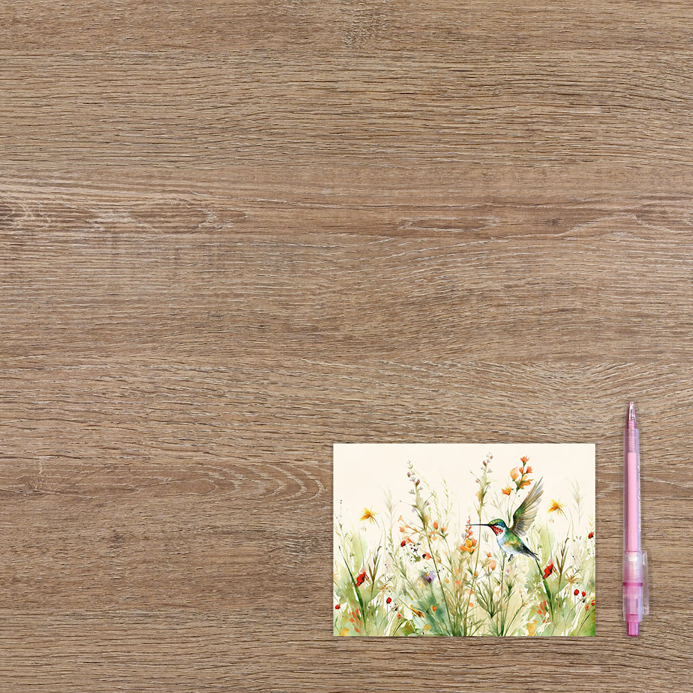 Postcard Vogel in bloemenveld - 10 stuks