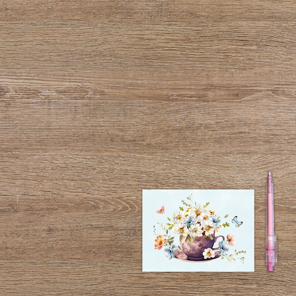 Postcard Bloemen en vlinder - 10 stuks