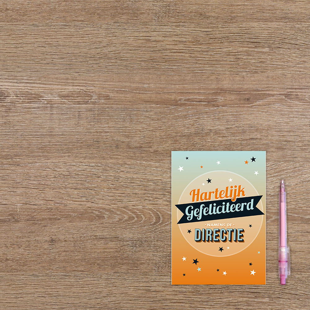 Hartelijk gefeliciteerd namens de directie