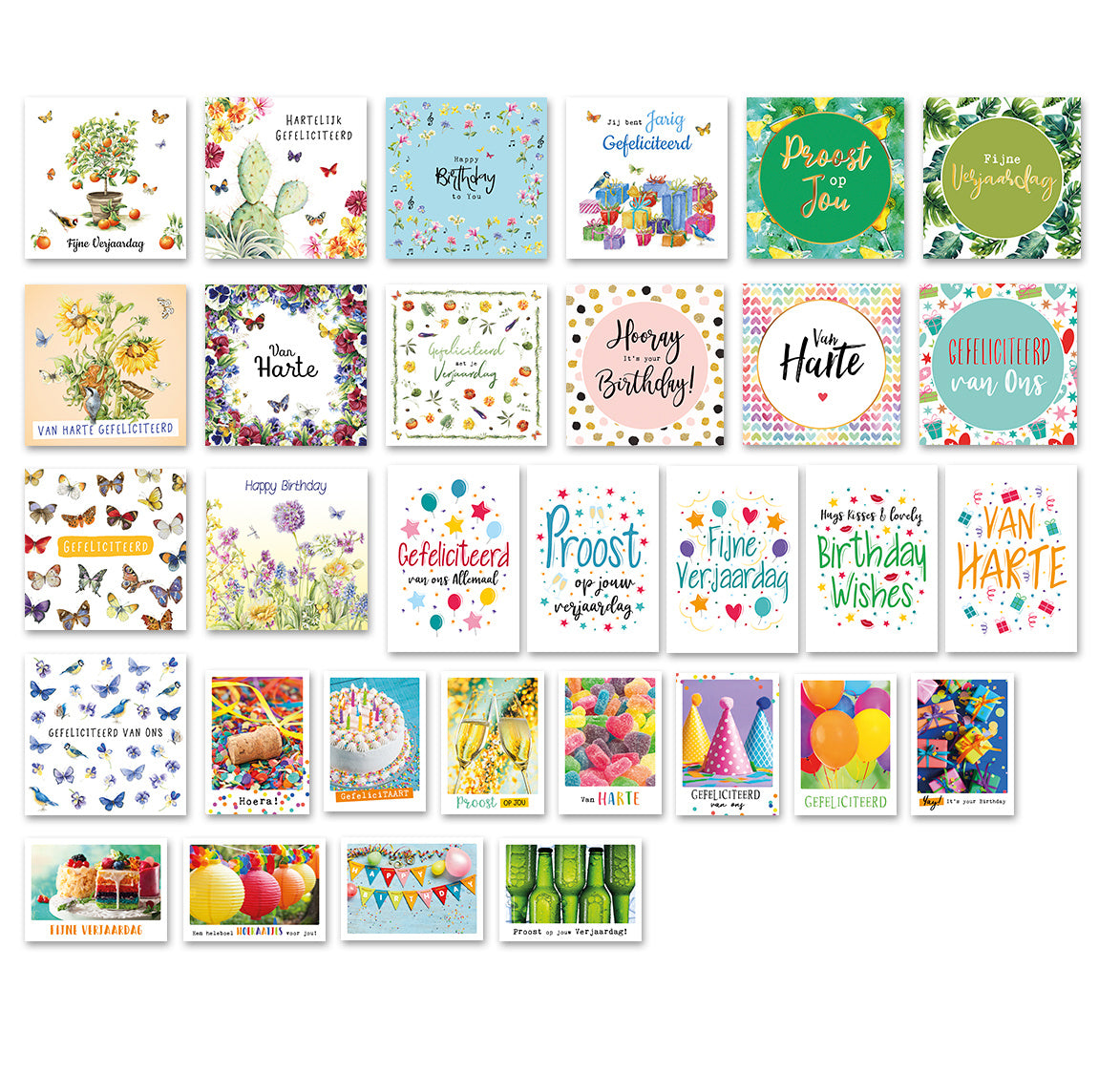 Wenskaartenset Ecocards verjaardag - 31 stuks