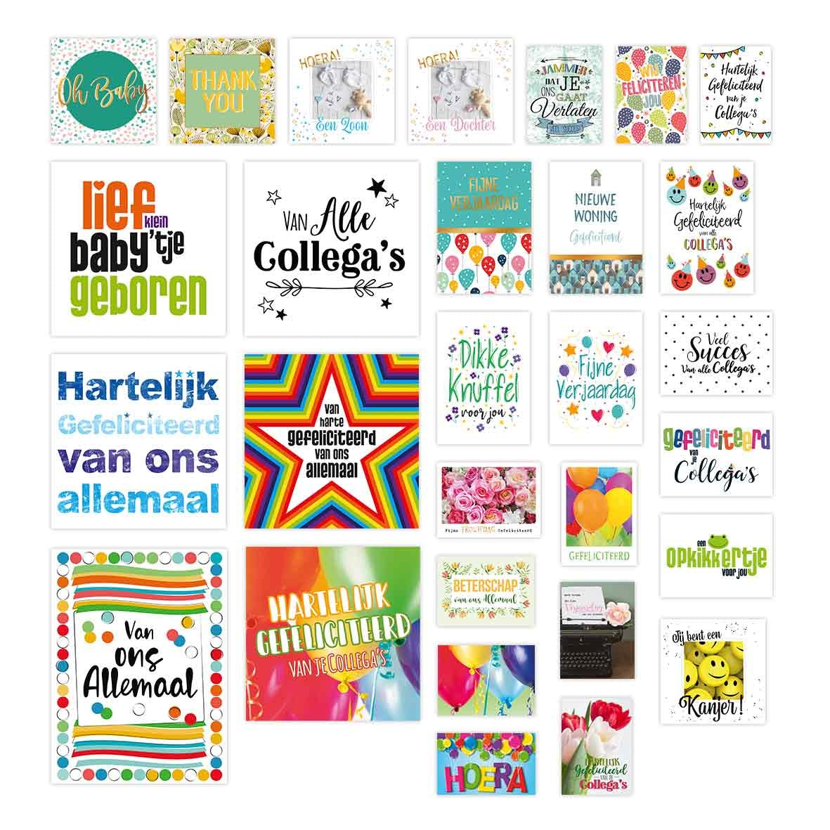 Wenskaartenset gemengd - 29 stuks