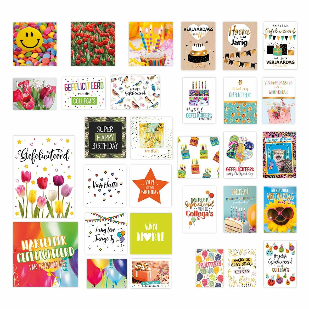 Wenskaartenset verjaardag - 31 stuks
