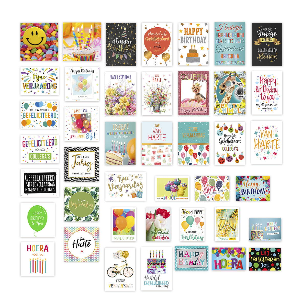 Wenskaartenset verjaardag - 42 stuks