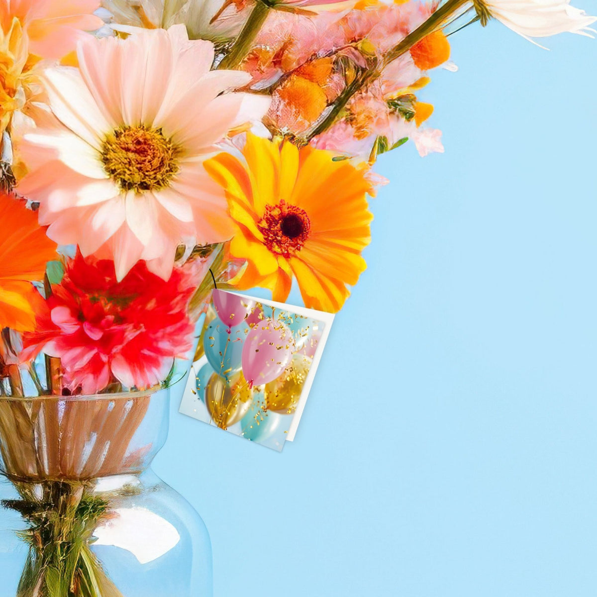 Mini bloemenkaartje - Ballonnen
