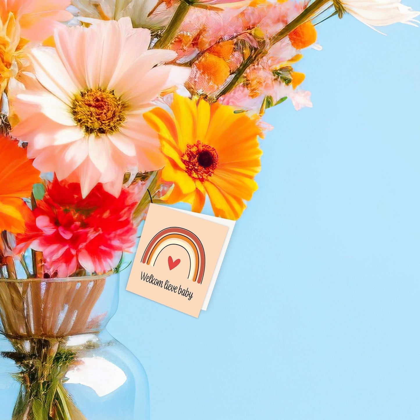Bloemenkaartje - Welkom lieve baby