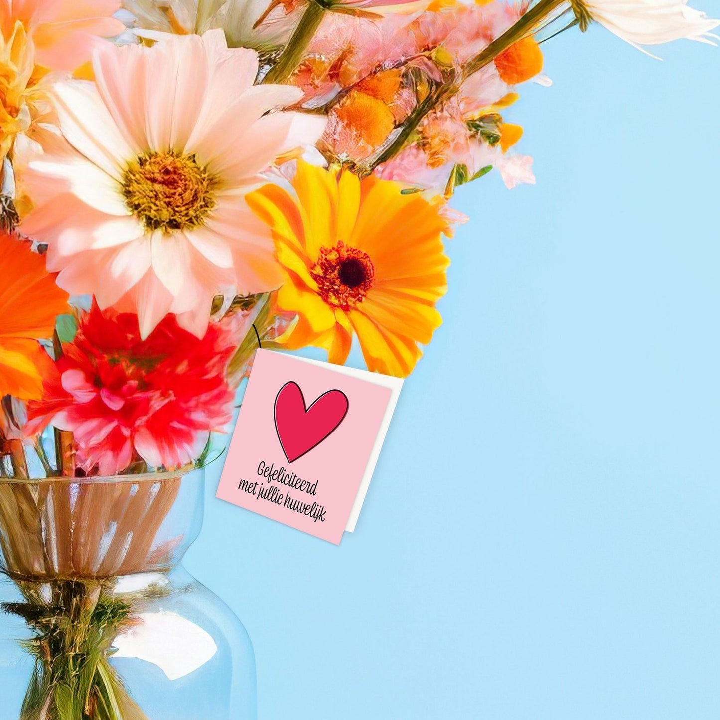 Bloemenkaartje - Gefeliciteerd met jullie huwelijk