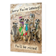 Sorry you're leaving! You'll be missed! - Formaat: Groot - Vorm: Staand - Afscheidskaart - Op deze wenskaart staan zes stokstaartjes verschierd met accessoires. Om de stokstaartjes heen staat in het zwart de tekst 'Sorry you're leaving you'll be missed!'. - Snelwenskaart