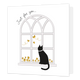 Just for you... - Formaat: Standaard - Vorm: Vierkant - Denken aan kaart - Op deze kaart staat een zwarte kat met een witte halsband naar buiten te kijken terwijl hij op het witte kozijn zit. De kat kijkt naar de gouden vlinders en planten die buiten te zien zijn. Boven het kozijn staat de tekst 'Just for you...'. Deze tekst is kromgetrokken naar de vorm van het kozijn. - Snelwenskaart