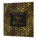 Wishing you a very happy birthday - Formaat: Standaard - Vorm: Vierkant - Verjaardagskaart - Op deze kaart staat de tekst 'Wishing you a very happy birthday' in wit en goud beschreven in de kader van een vierkant. Hier buitenom staan organische vormen in goud. - Snelwenskaart