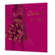 Celebrate in style - Formaat: Standaard - Vorm: Vierkant - Felicitatiekaart - Op deze kaart staat de tekst 'Celebrate in style' in het goud aan de rechterkant. Links daarvan staat een dame met lange haren in een jurk van roze en goud. Eromheen zijn nog wat glitters in het goud. De achtergrond van de kaart is volledig roze. - Snelwenskaart
