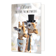 Congrats tot the newlyweds - Formaat: Standaard - Vorm: Staand - Huwelijkskaart - Op deze wenskaart staan twee giraffen. De linkergiraf is versierd met diamanten kettingen. De rechter giraf draagt een stropdas en een hoge zwarte hoed. Boven de giraffen staat in het zwart de tekst 'congrats to the newlyweds'. - Snelwenskaart