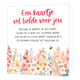 Een kaartje vol liefde voor jou - Formaat: Standaard - Vorm: Vierkant - Vriendschapskaart - Op deze wenskaart staan bloemen in de kleuren beige en geel met de tekst: "Een kaartje vol liefdevoor jou. Ontvang de warmte in deze kaart. Geloo fme je bent het helemaal waard. Van een beetje liefde wordt iedereen blij en niemand verdient dit meer dan jij". - Snelwenskaart