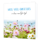 Heel veel groetjes - Formaat: Standaard - Vorm: Vierkant - Denken aan kaart - Op deze wenskaart staat een bloemenveld met daarboven de tekst: "Heel veel groetjes in deze moeilijke tijd". - Snelwenskaart