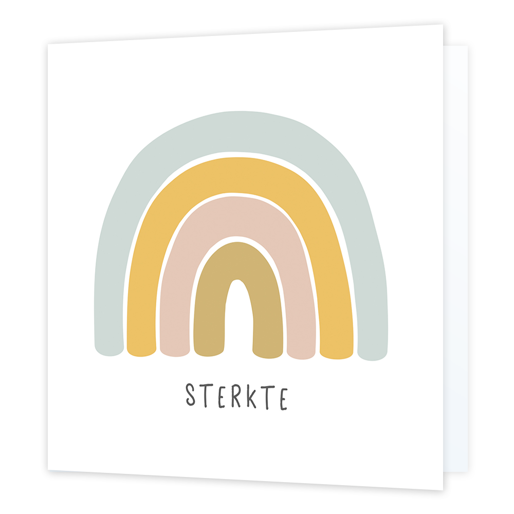 Sterkte - Formaat: Normaal - Vorm: Vierkant - Sterkte kaart - Op deze wenskaart staat een regenboog met daaronder de tekst: "Sterkte". - Snelwenskaart