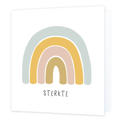 Sterkte - Formaat: Normaal - Vorm: Vierkant - Sterkte kaart - Op deze wenskaart staat een regenboog met daaronder de tekst: "Sterkte". - Snelwenskaart