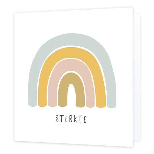 Sterkte - Formaat: Normaal - Vorm: Vierkant - Sterkte kaart - Op deze wenskaart staat een regenboog met daaronder de tekst: "Sterkte". - Snelwenskaart