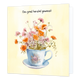 Een goed herstel gewenst - Formaat: Standaard - Vorm: Vierkant - Beterschapskaart - Op deze wenskaart staat een kopje waar bloemen uit komen. Boven de illustratie staat de tekst: "Een goed herstel gewenst". - Snelwenskaart