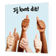 Jij kunt dit! Succeskaart - Formaat: Standaard - Vorm: Vierkant - Succes kaart - Op deze wenskaart staan duimen met daarboven de tekst: "Jij kunt dit!". - Snelwenskaart