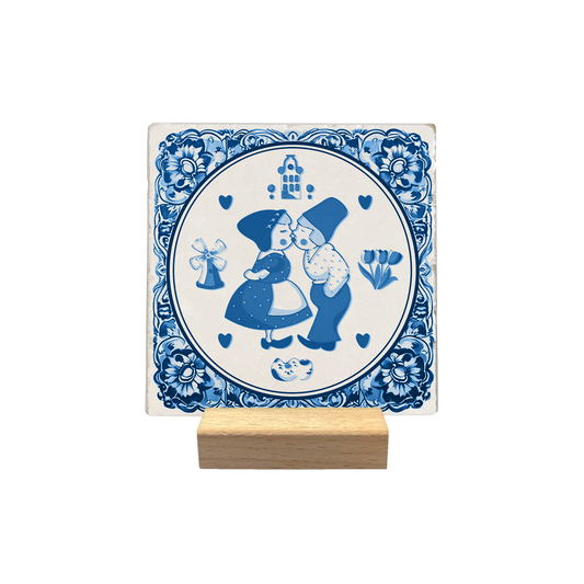 Delfts blauw kussend koppel