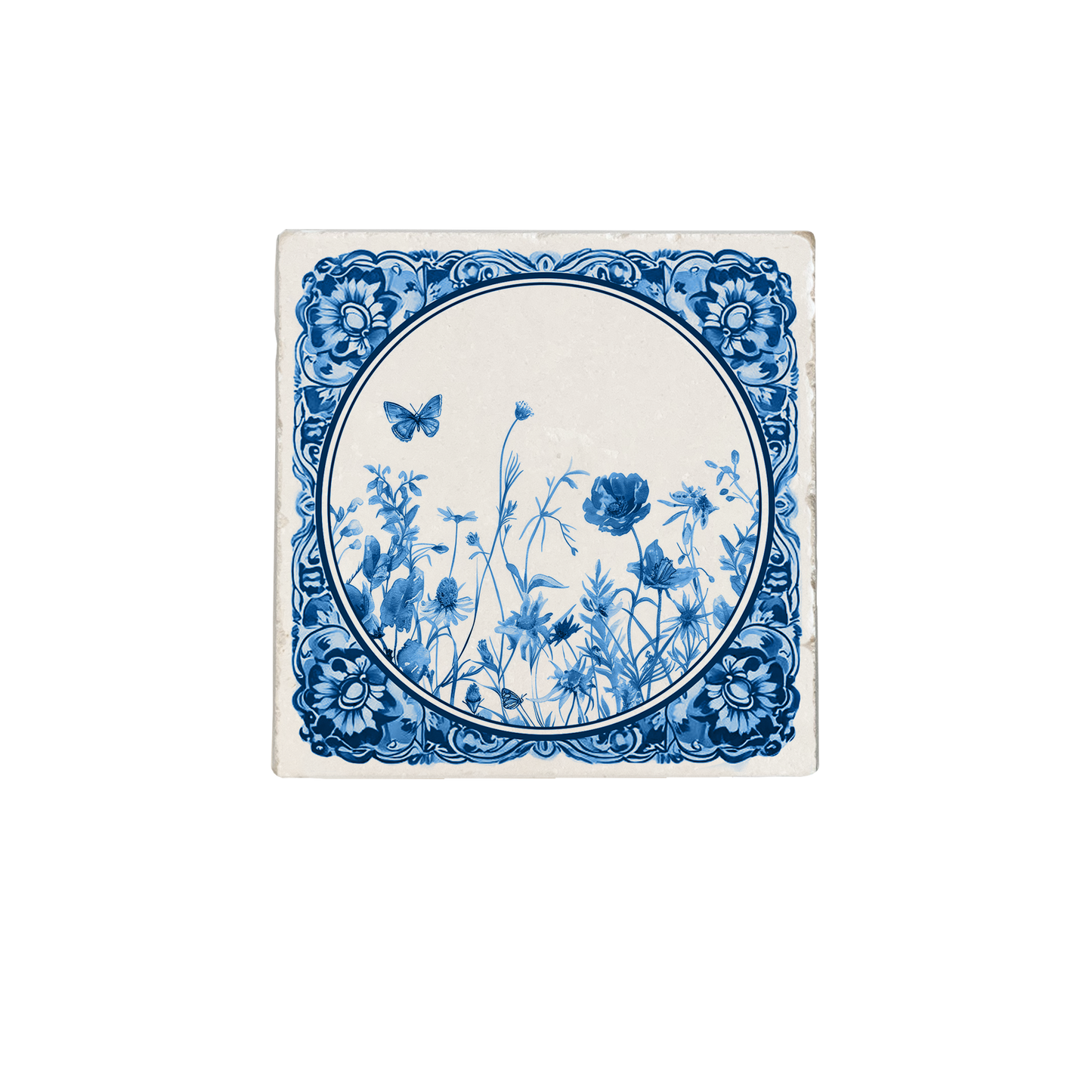 Delfts blauw bloemenveld