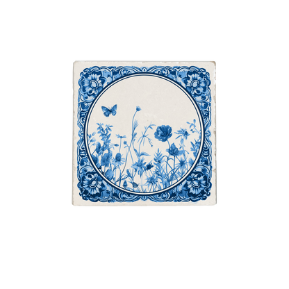 Delfts blauw bloemenveld