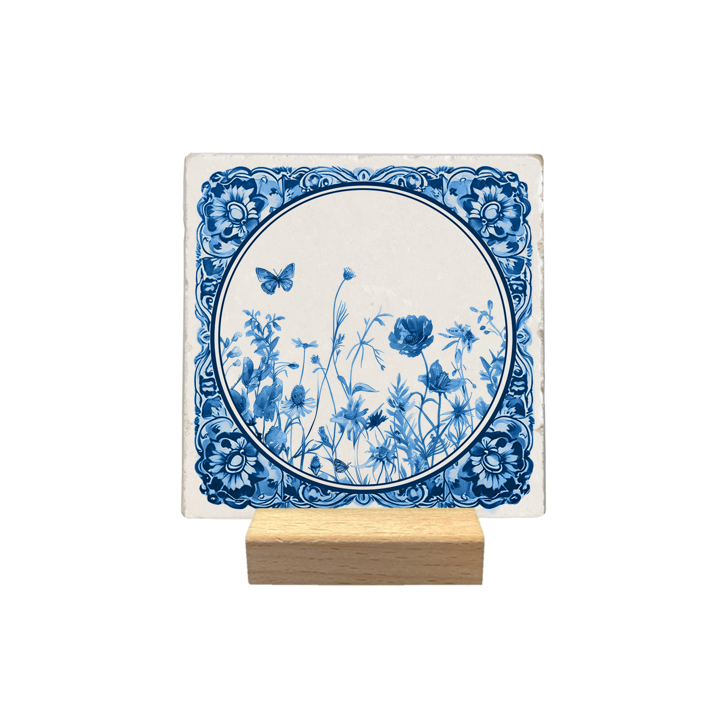 Delfts blauw bloemenveld