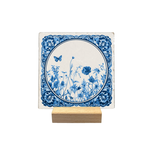 Delfts blauw bloemenveld