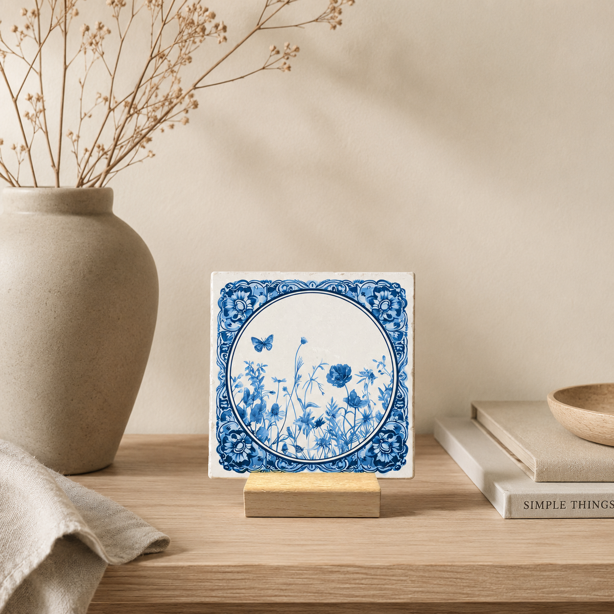 Delfts blauw bloemenveld