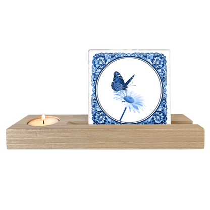 Delfts blauw bloem met vlinder