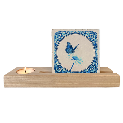 Delfts blauw bloem met vlinder