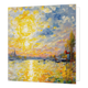 Haven zon - Formaat: Groot - Vorm: Vierkant - Blanco kaart - Op deze wenskaart is een haven te zien met een schijnende zon. - Snelwenskaart