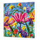 Bloemen - Formaat: Groot - Vorm: Vierkant - Blanco kaart - Op deze wenskaart staan bloemen in de kleuren roze, oranje, geel en paars. - Snelwenskaart