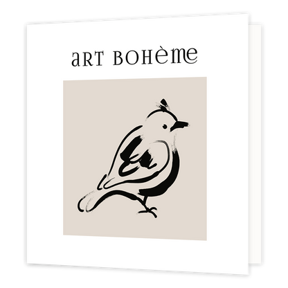 Art Bohème - Formaat: Standaard - Vorm: Vierkant - Blanco kaart - Op deze wenskaart staat een vogel met daarboven de tekst: "Art bohème". - Snelwenskaart