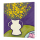 Vaas - Formaat: Standaard - Vorm: Vierkant - Blanco kaart - Op deze wenskaart staat een witte vaas met gele bloemen, op een tafel. - Snelwenskaart