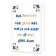 Met Pensioen - Formaat: Normaal - Vorm: Staand - Pensioenkaart - Op deze wenskaart staat centraal een handgeschreven tekst in afwisselend blauwe en gouden letters tegen een effen witte achtergrond. De volledige tekst luidt: "Met Pensioen Veel geluk met wat je ook maar wel of niet gaat doen". In alle vier de hoeken van de kaart bevindt zich een symmetrisch, traditioneel ornament in de kleuren blauw, goud en donkerblauw, geïnspireerd op Delfts blauw tegelwerk. - Snelwenskaart