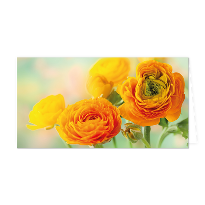 Bloemen - Formaat: Groot - Vorm: Liggend - Blanco kaart - Op deze wenskaart staan geel/oranje bloemen. - Snelwenskaart