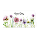 Van ons - Formaat: Groot - Vorm: Liggend - Denken aan kaart - Op deze wenskaart staan bloemen in de kleuren blauw, wit, paars, geel en roze met daarboven de tekst: "Van ons". - Snelwenskaart