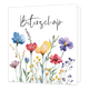 Mini bloemenkaartje - Beterschap - Formaat: Klein - Vorm: Vierkant - Beterschapskaart - Op deze wenskaart staan bloemen met daarboven de tekst: "Beterschap". - Snelwenskaart