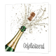 Mini bloemenkaartje - Gefeliciteerd - Formaat: Klein - Vorm: Vierkant - Felicitatiekaart - Op deze wenskaart staat een champagnefles die ontpopt met de tekst: "Gefeliciteerd". - Snelwenskaart