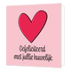 Mini bloemenkaartje - Gefeliciteerd met jullie huwelijk - Formaat: Klein - Vorm: Vierkant - Huwelijkskaart - Op deze wenskaart staat een roze hartje met daaronder de tekst: "Gefeliciteerd met jullie huwelijk". - Snelwenskaart