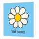 Mini bloemenkaartje - Veel succes - Formaat: Klein - Vorm: Vierkant - Succes kaart - Op deze wenskaart staat een witte bloem met daaronder de tekst: "Veel succes". - Snelwenskaart