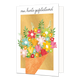 Van harte gefeliciteerd - Formaat: Standaard - Vorm: Staand - Felicitatiekaart - Op deze wenskaart staat een bos bloemen in de kleuren geel, roze, rood, groen en blauw, op een gouden achtergrond. Boven de illustratie staat de tekst: "Van harte gefeliciteerd". - Snelwenskaart