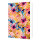 Bloemen - Formaat: Standaard - Vorm: Staand - Blanco kaart - Op deze wenskaart staan roze en blauwe bloemen met blauwe blaadjes, op een gouden achtergrond. - Snelwenskaart