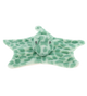 Baby knuffeldoekje schildpad - Deze knuffeldoek heeft een platte, stervormige basis in een mintgroene kleur met donkerdere, vlekkerige patronen. In het midden is het kopje van een schildpad bevestigd. Dit schildpadkopje is effen mintgroen, voorzien van donkere kraalogen. - Snelwenskaart