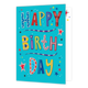 XL kaart - Happy birthday - Formaat: Groot - Vorm: Staand - Verjaardagskaart - Op deze wenskaart staat de tekst: "Happy birthday" op een blauwe achtergrond, omringt door sterren. - Snelwenskaart