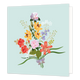Bloemen - Formaat: Standaard - Vorm: Vierkant - Condoleance kaart - Op deze wenskaart staat een bloemenboeket met de kleuren wit,roze, geel, paars, rood en groen, op een mintgroene achtergrond. - Snelwenskaart
