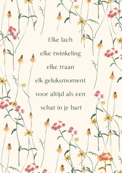 Elke lach elke twinkeling elke traan