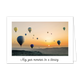 May your memories be a blessing - Formaat: Standaard - Vorm: Liggend - Condoleance kaart - Op deze wenskaart staan ballonnen bij een berggebied, met een opkomende zon. Onder de illustratie staat de tekst: "May your memories be a blessing". - Snelwenskaart